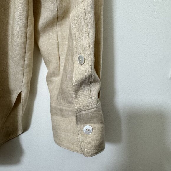 Theory Classic Menswear Pure Linen Shirt Women’s Sz XL Button Down Long Sleeve - Picture 8 of 11